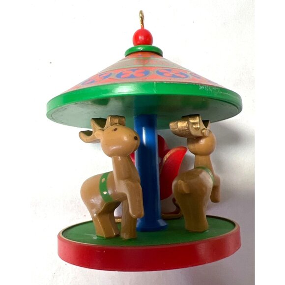 Hallmark 1980 Christmas Tree-Trimmer Collection Santa Sleigh & Reindeer Ornament - Picture 2 of 5